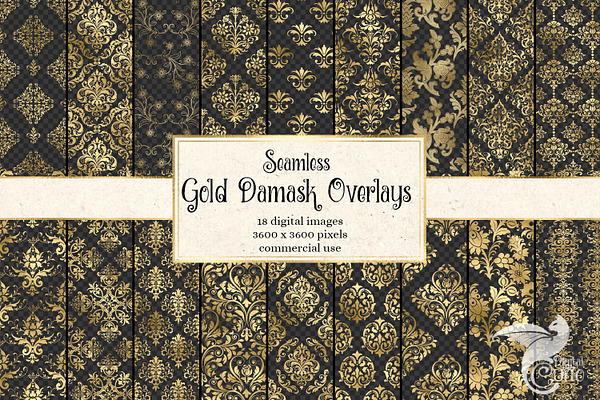 Gold Damask Pattern Overlays