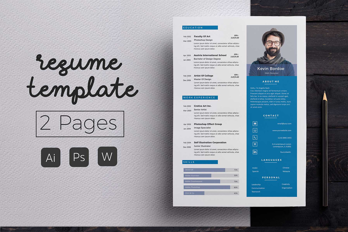 Creative Resume & CV Template in Letter Templates - product preview 8