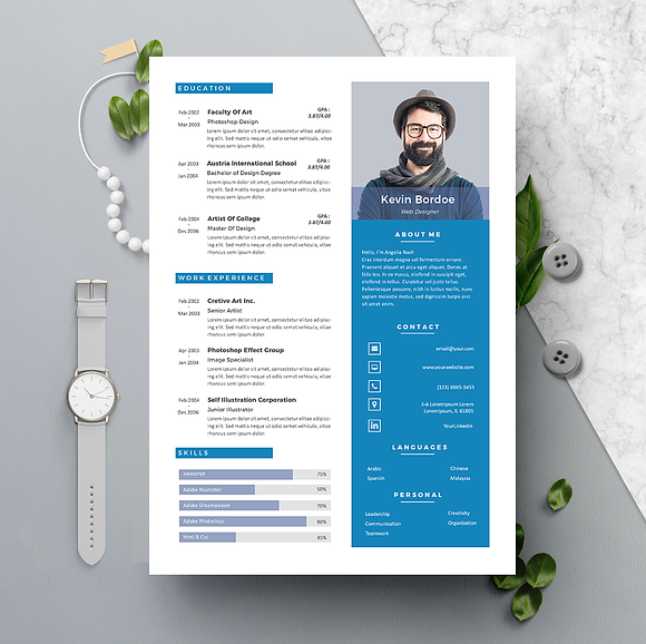 Creative Resume & CV Template in Letter Templates - product preview 1