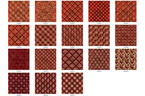 Red & Gold Damask Digital Paper in Patterns - product preview 3