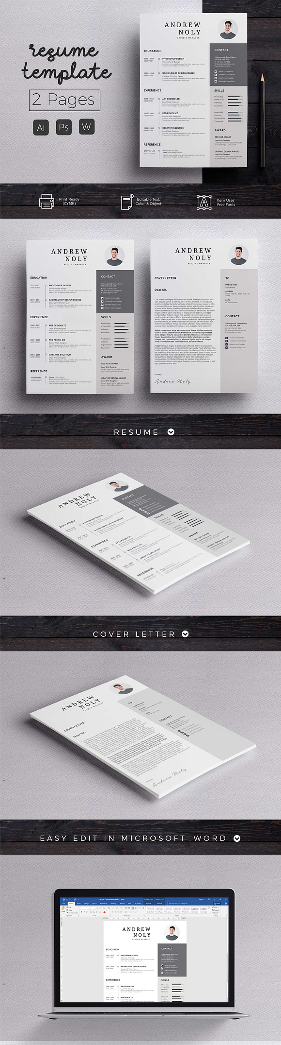 Modern Resume & CoverLetter Template in Letter Templates - product preview 7