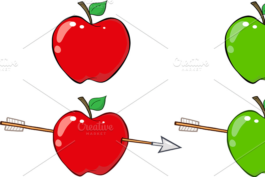 Red and Green Apple Collection - 3 in Illustrations - product preview 8