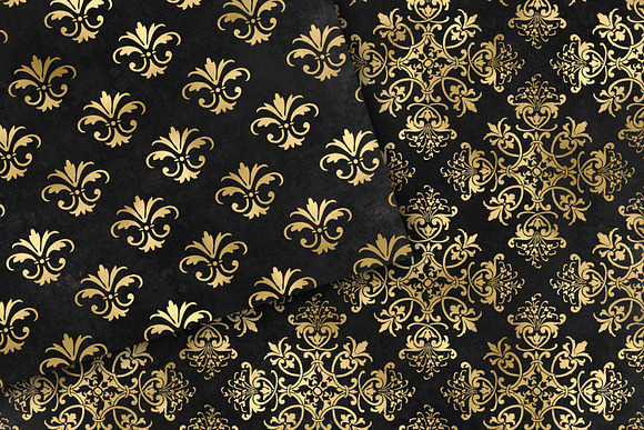 Black and Gold Damask Digital Paper in Patterns - product preview 2