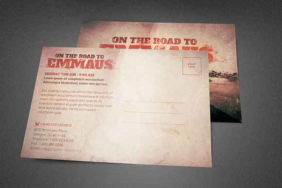 Road to Emmaus Church Postcard in Postcard Templates - product preview 1