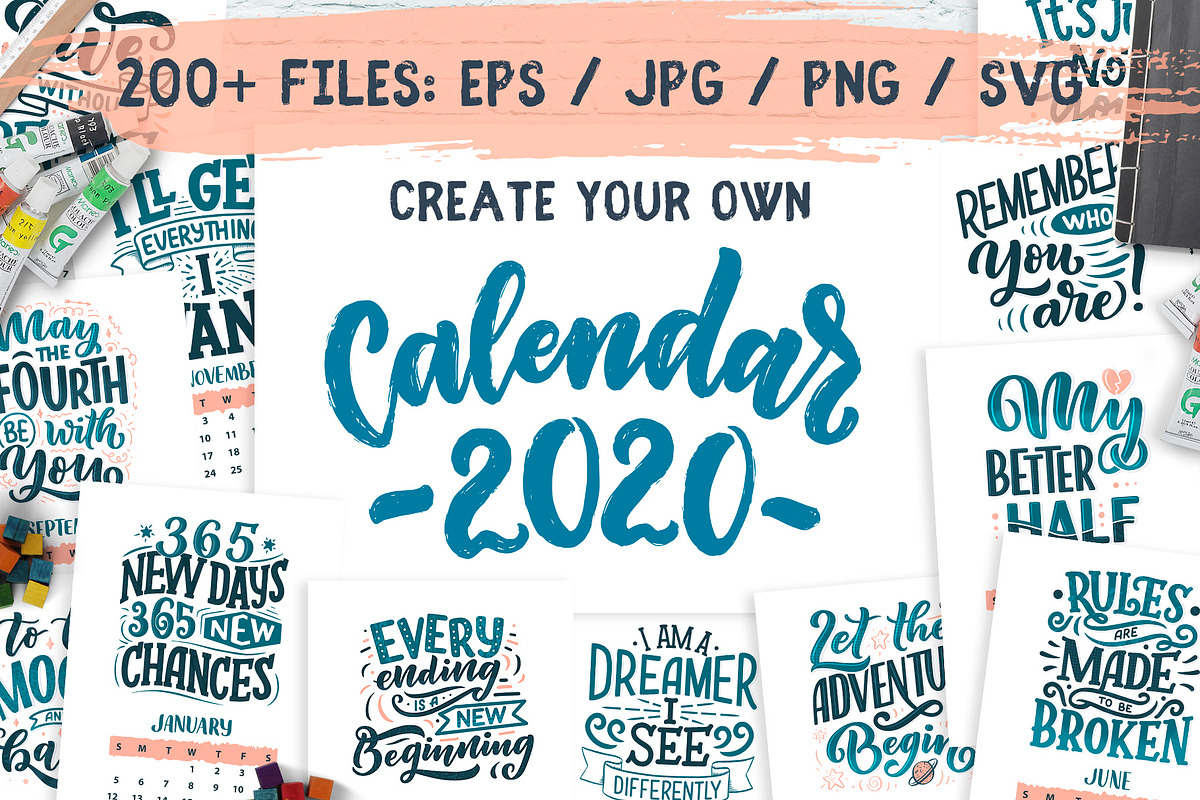 Lettering Calendar Creator 2020 in Illustrations - product preview 8