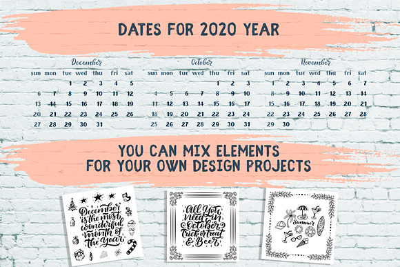 Lettering Calendar Creator 2020 in Illustrations - product preview 5