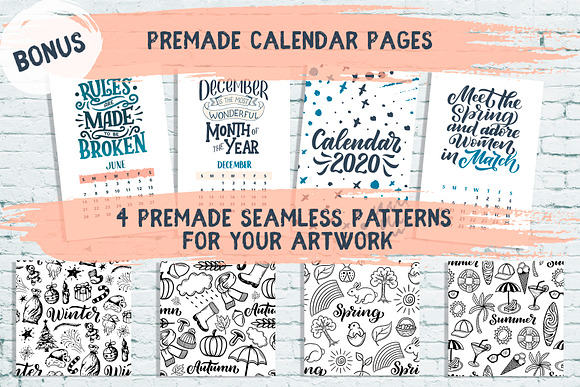 Lettering Calendar Creator 2020 in Illustrations - product preview 6