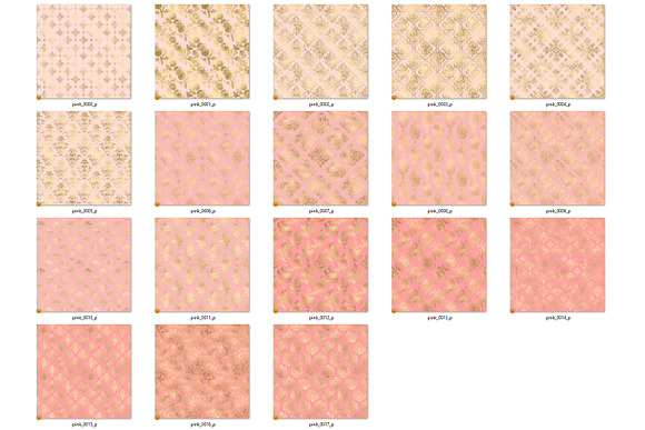 Pink and Gold Damask Digital Paper in Patterns - product preview 3