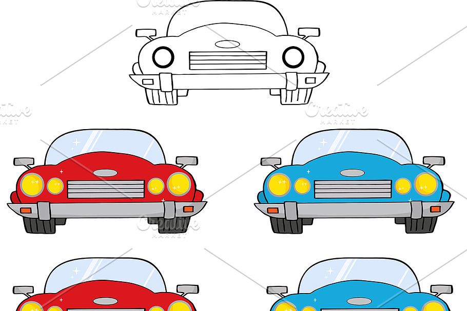 Convertible Retro Car. Collection in Illustrations - product preview 8