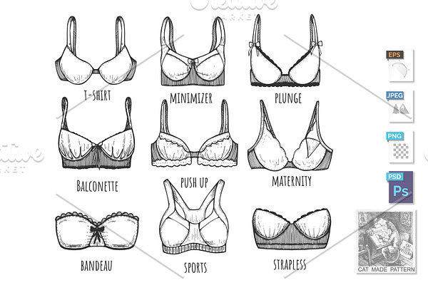 Female underwear different types set