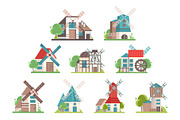 Traditional rural windmill set