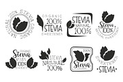 Stevia organic product logo set