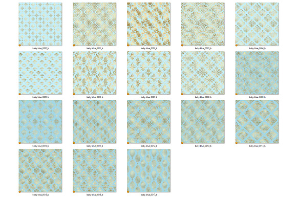 Baby Blue and Gold Digital Paper in Patterns - product preview 3