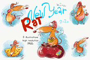 New Year Rat - 5 illustrations
