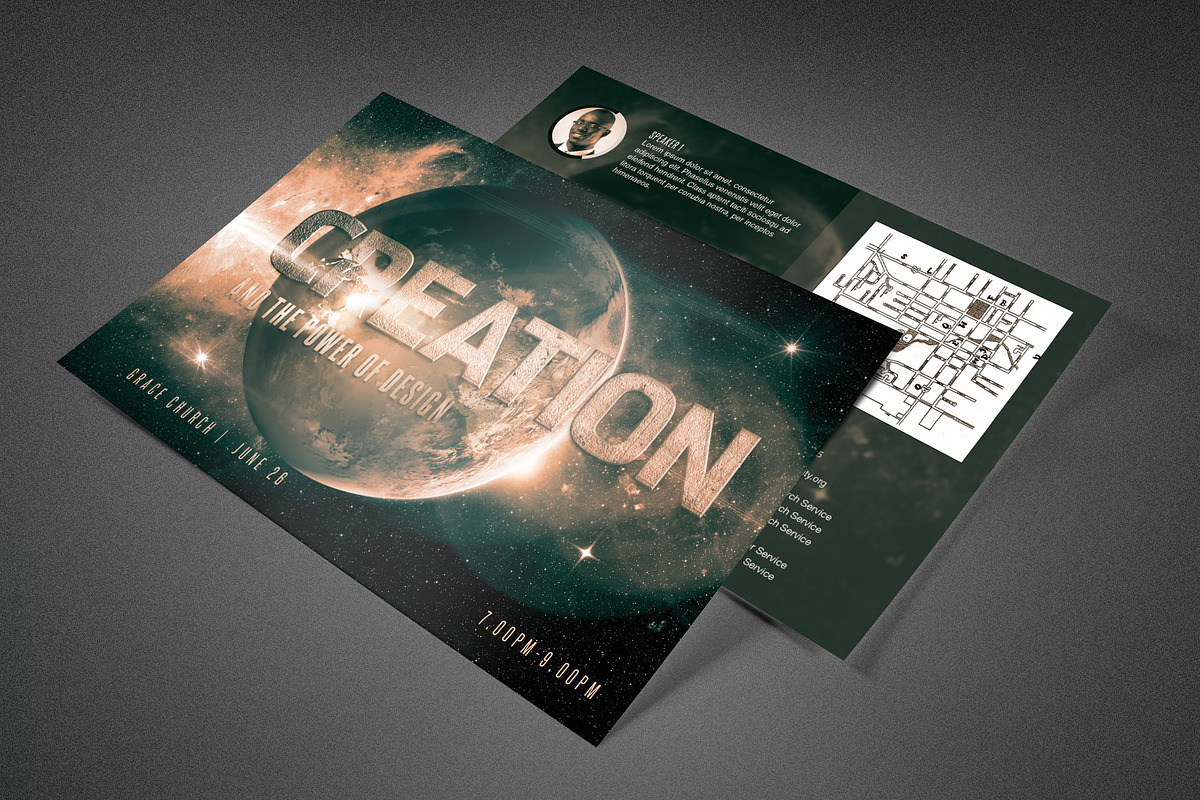 Creation Church Postcard Template in Postcard Templates - product preview 8