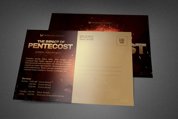 Impact of Pentecost Church Postcard in Postcard Templates - product preview 1