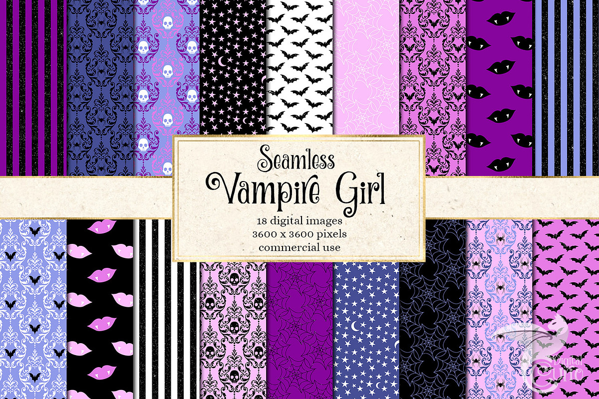 Vampire Girl Digital Paper in Textures - product preview 8