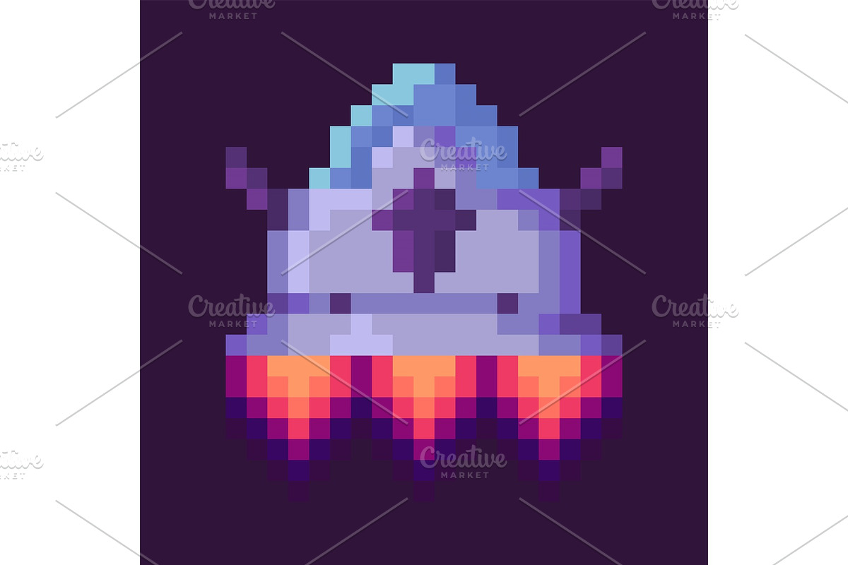 Spaceship of Pixel Space Game in Illustrations - product preview 8