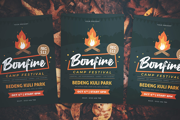 Autumn Bonfire Festival Flyer in Flyer Templates - product preview 2