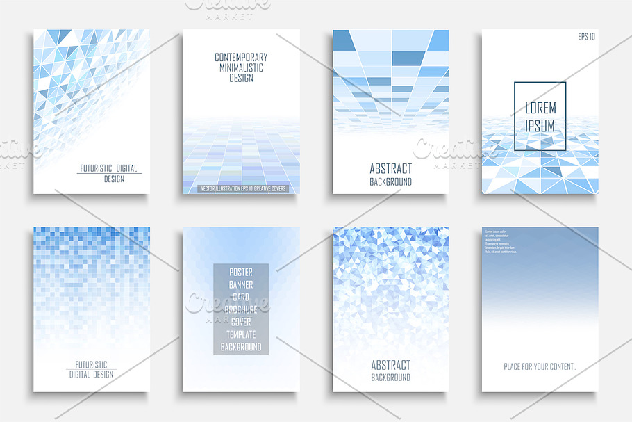 Blue mosaic digital covers,brochures in Brochure Templates - product preview 8