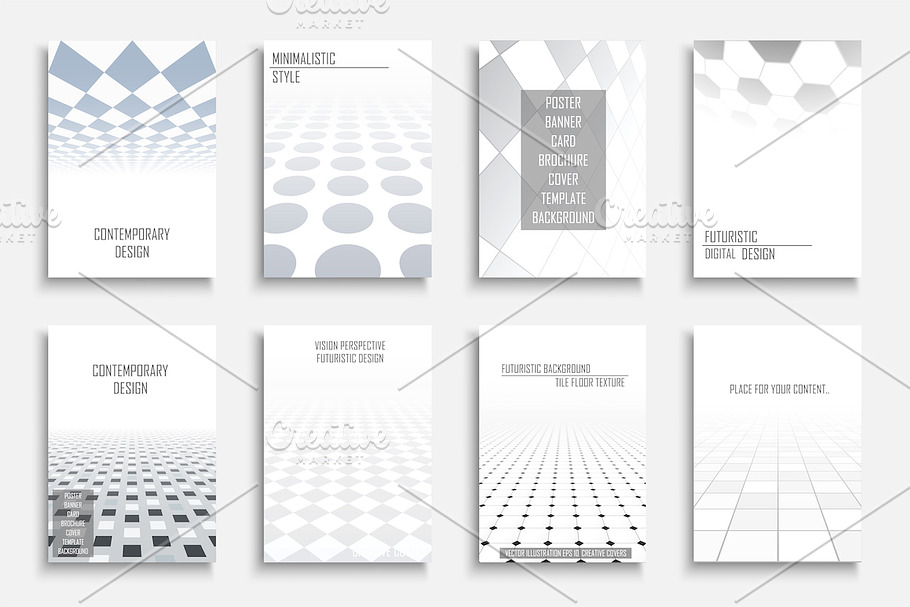 Geometric future covers, brochures in Business Card Templates - product preview 8