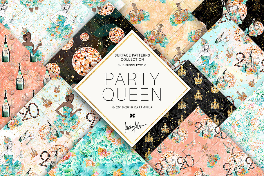 Party Girl Seamless Patterns
