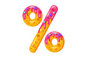 Donut cartoon percent symbol