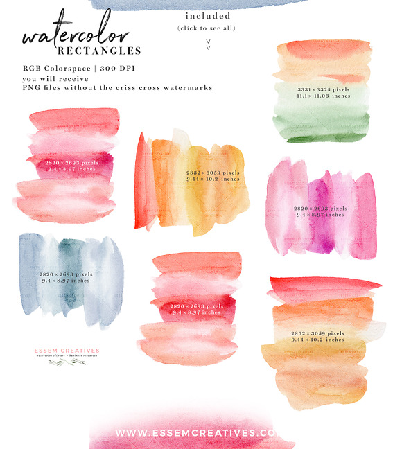 Watercolor Clipart Rectangle Ombre in Textures - product preview 2