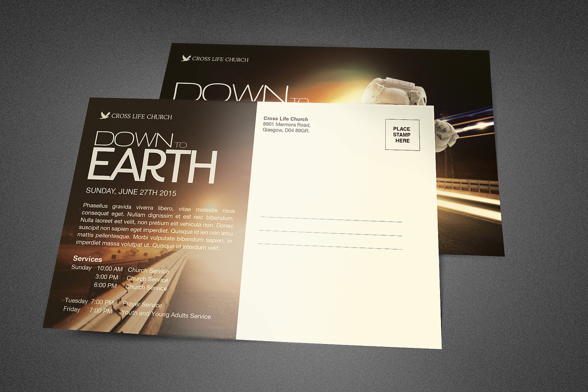 Down to Earth Church Postcard in Postcard Templates - product preview 8