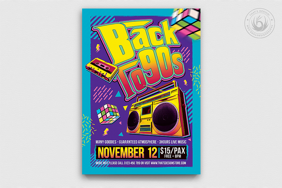 Back to the 90s Flyer Template in Flyer Templates - product preview 8