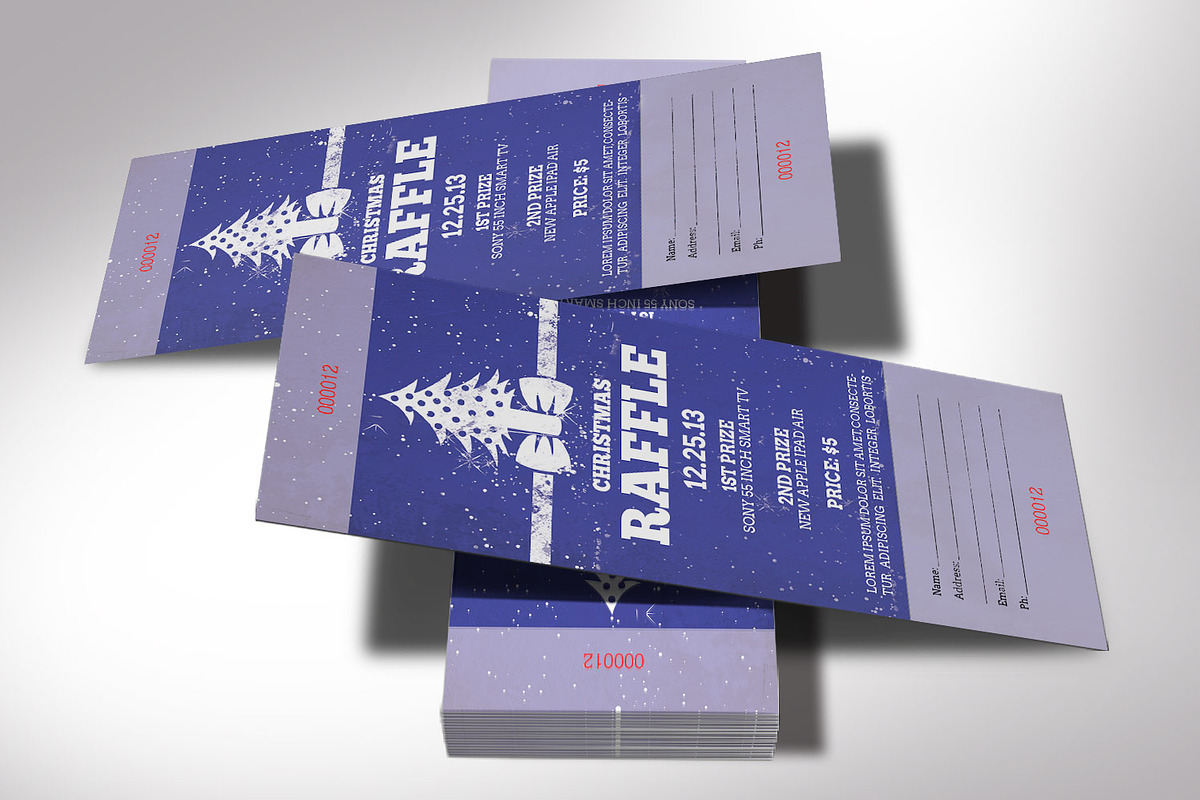 Christmas Raffle Ticket Template in Card Templates - product preview 8