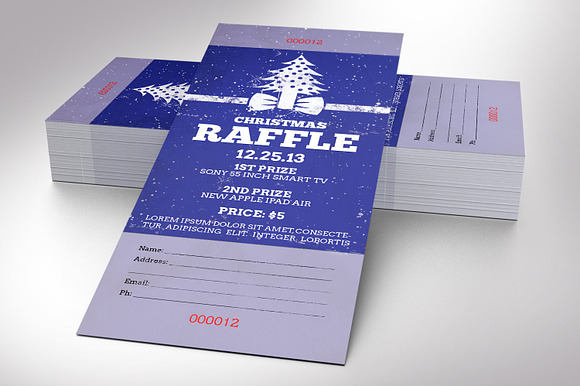 Christmas Raffle Ticket Template in Card Templates - product preview 1
