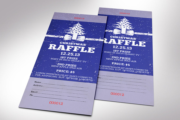 Christmas Raffle Ticket Template in Card Templates - product preview 2