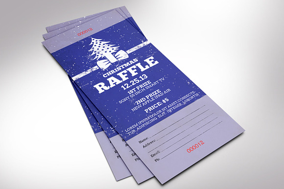 Christmas Raffle Ticket Template in Card Templates - product preview 3