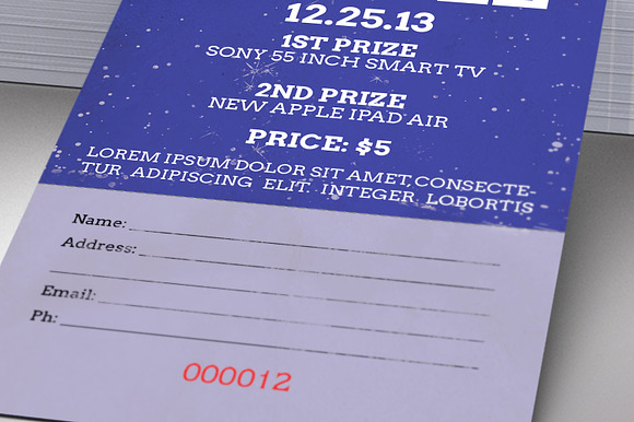 Christmas Raffle Ticket Template in Card Templates - product preview 6