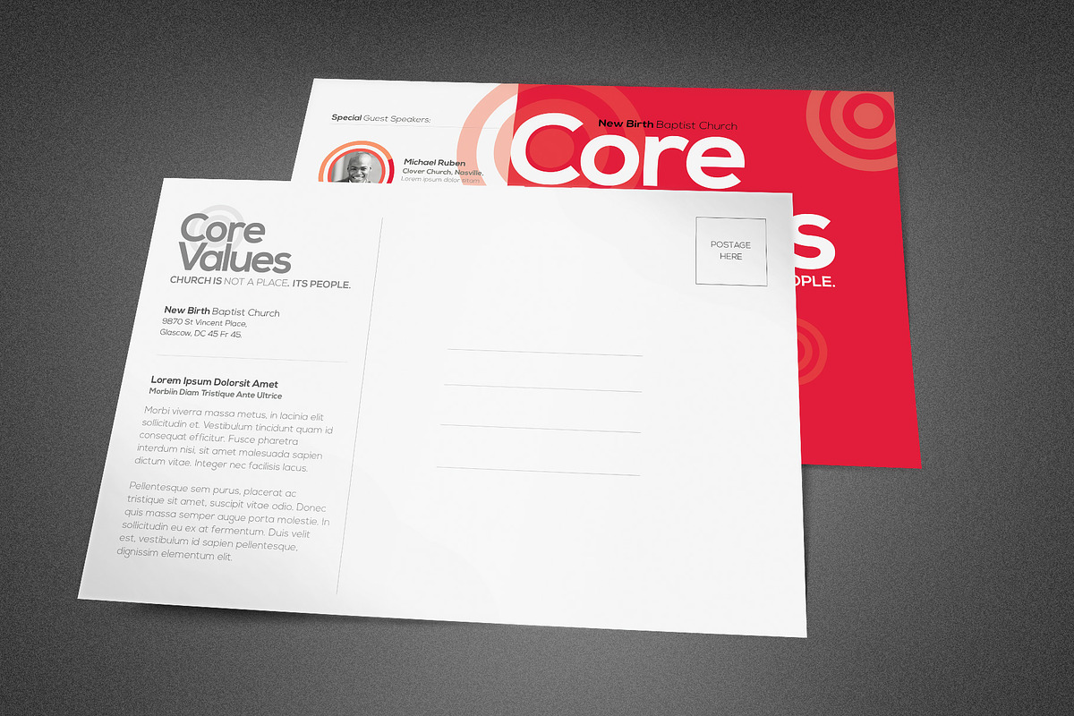 Core Values Church Postcard Template in Postcard Templates - product preview 8