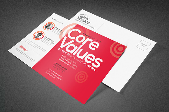 Core Values Church Postcard Template in Postcard Templates - product preview 1