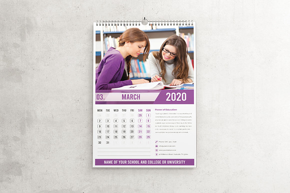 2020 Education Calendar Templates in Stationery Templates - product preview 7