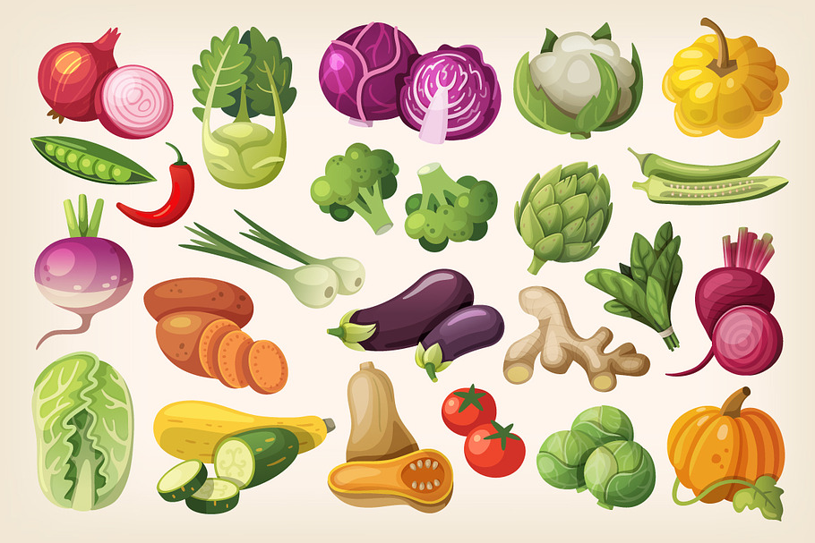 Common Vegetables in a Grocery Store in Illustrations - product preview 8