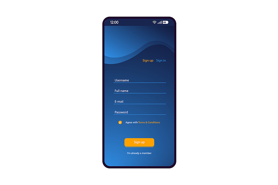 Sign up form smartphone interface in Mobile & Web Mockups - product preview 8
