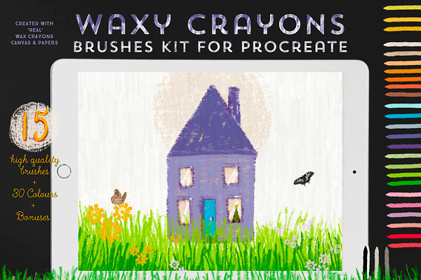 Waxy Crayons Procreate Brushes Kit