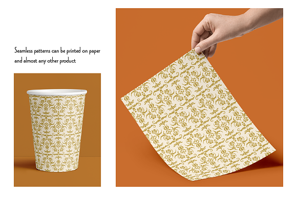 Seamless Gold Damask Patterns in Patterns - product preview 1