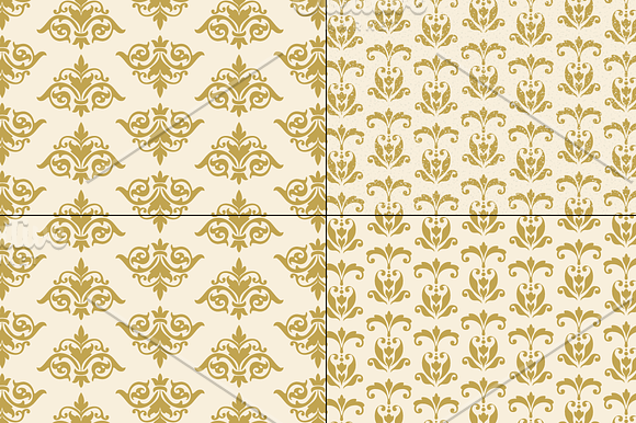 Seamless Gold Damask Patterns in Patterns - product preview 3