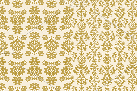 Seamless Gold Damask Patterns in Patterns - product preview 5