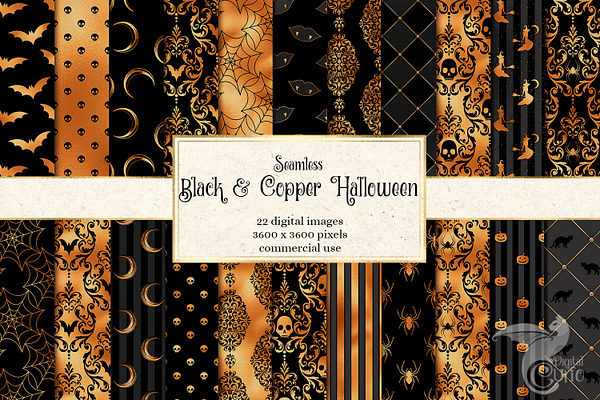 Black and Copper Halloween Patterns