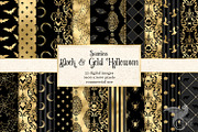 Black & Gold Halloween Digital Paper