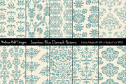 Seamless Blue Damask Patterns