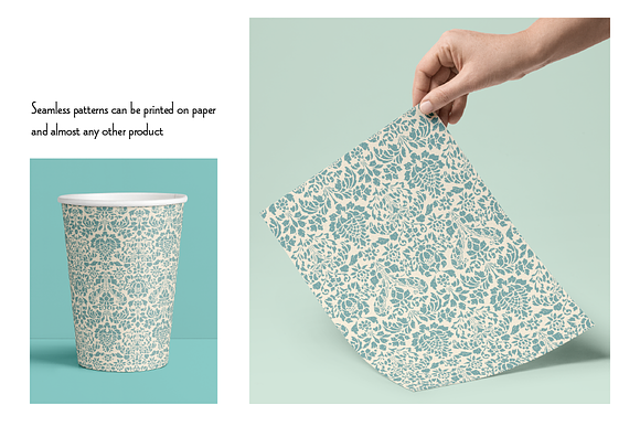 Seamless Blue Damask Patterns in Patterns - product preview 1
