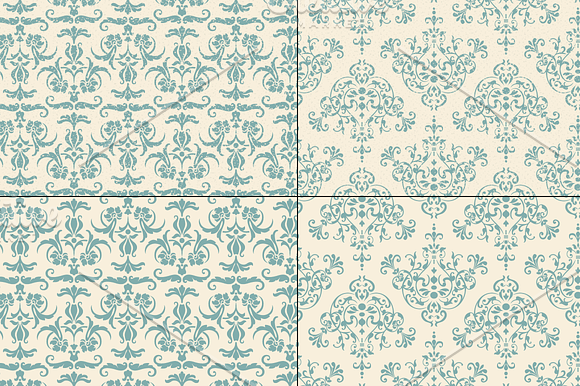 Seamless Blue Damask Patterns in Patterns - product preview 4