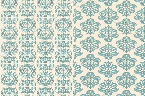 Seamless Blue Damask Patterns in Patterns - product preview 6